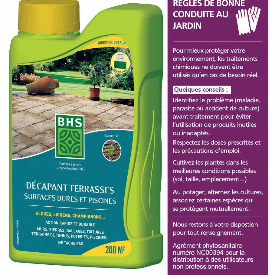 Décapant terrasse, surfaces dures et piscines BHS - Plantes